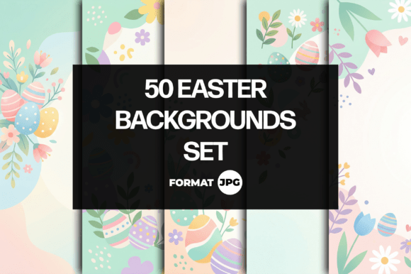 50 Easter Backgrounds Set: Modern Pastel JPG Designs