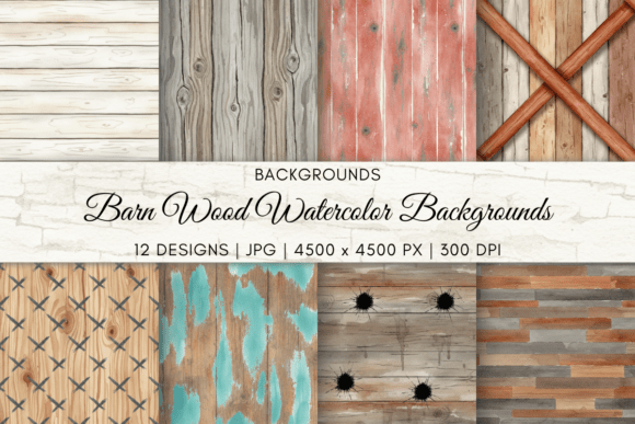Barn Wood Watercolor Backgrounds: Rustic Authenticity for Modern Design
