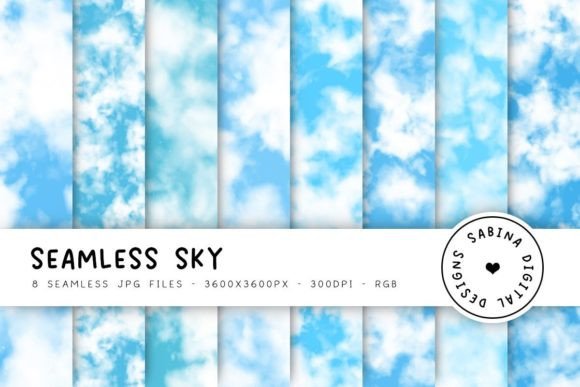 Blue Cloudy Sky Seamless Backgrounds for Designers