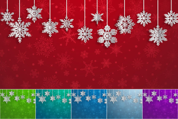 Christmas Backgrounds with Volumetric Paper Snowflakes