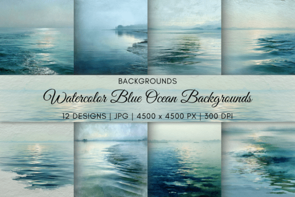 Drift Into Calm with Watercolor Blue Ocean Backgrounds