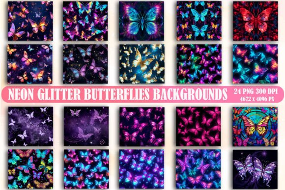 Elevate Your Designs with Neon Glitter Butterfly Backgrounds