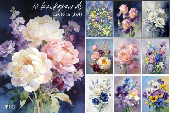 Floral Backgrounds Set with Flowers: Elevate Your Digital Projects