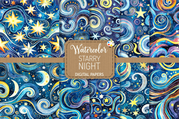 Infuse Your Projects with Cosmic Charm: Starry Night Watercolor Backgrounds