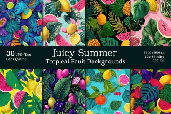 Juicy Summer Tropical Fruit Backgrounds: A Burst of Energy for Every Project