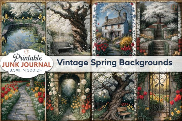 Spring Into Creativity: Using Vintage Spring Backgrounds Junk Journal Pages