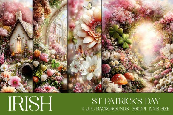 St Patrick's Day Irish Backgrounds, S2: Elegant Floral Designs
