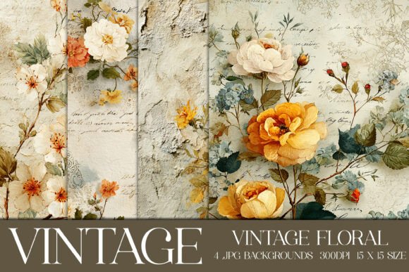 Vintage Floral Backgrounds S1: A Designer's Junk Journal Toolkit